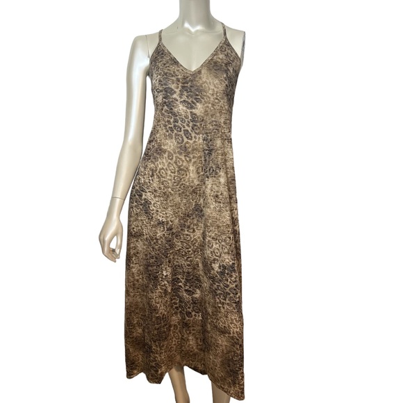 Go Couture Brown Animal Print Spaghetti strap Grecian Style Dress - Picture 8 of 8